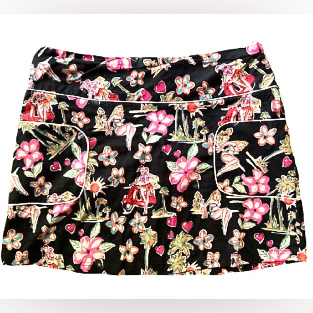 Hawaiian Retro Print Mini Skirt